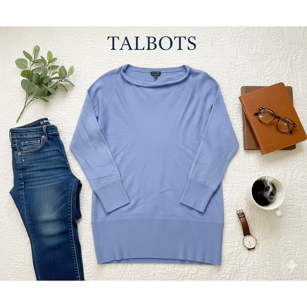 NWT Talbots Blue Merino Wool Sweater Sz. L